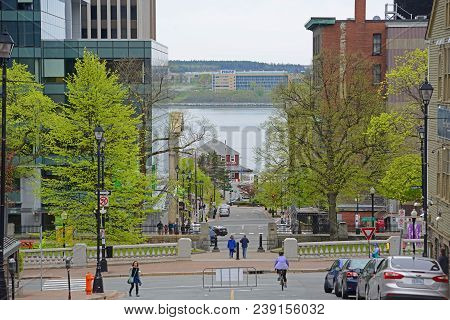 Halifax, Ns, Canada - May 22, 2016: Historic Buildings And Grand Parade Square On Carmichael Street 
