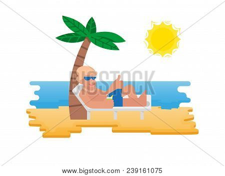 Cute Smile Sunburnt Young Man Which Relax And Enjoy Summer Weather And Hot Sun Outside In Island Goo