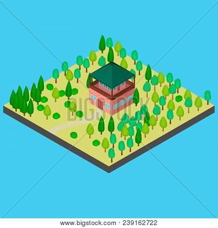 House In The Forest For Observation. In The Vector And Isometry.