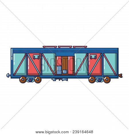 Cargo Train Wagon Icon. Cartoon Of Cargo Train Wagon Vector Icon For Web Design Isolated On White Ba