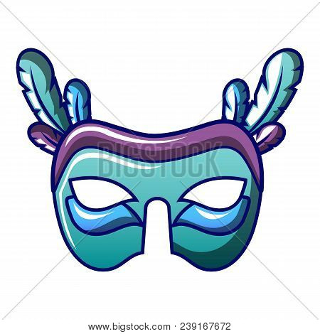 Blue Green Carnival Mask Icon. Cartoon Of Blue Green Carnival Mask Vector Icon For Web Design Isolat