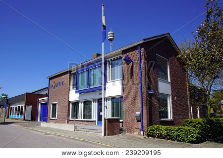 Urk, Flevoland, The Netherlands - May 4, 2018: Dutch National Police Station In The City Of Urk.