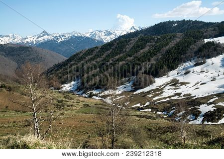 Mountains Of French Pyrenees Between Ascou And Camurac
