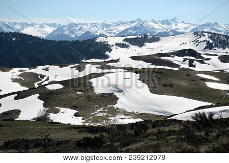 Mountains Of French Pyrenees Between Ascou And Camurac