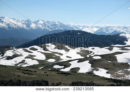 Mountains Of French Pyrenees Between Ascou And Camurac