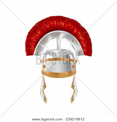 Realistic Spartan Ancient Greek, Roman Helmet. Silver Protective Headgear.