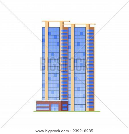 Urban Skyscraper Office Building, Modern High-rise Architectural Structure. Retail Business Urban Ma