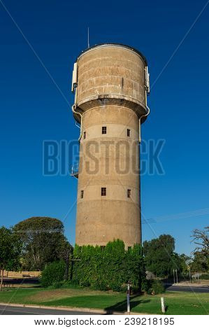 Nagambie, Australia - March 12, 2018: Water Tower On High Street In Central Nagambie.