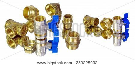 Water Tap And Fittings For Water Supply. Plumbing Fixtures And Piping Parts. Sanitary And Technical 
