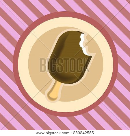 Vector Icecream Cone On Retro Background With Stripes