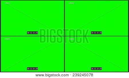 Cctv Four Cam With Timecode Chroma Key