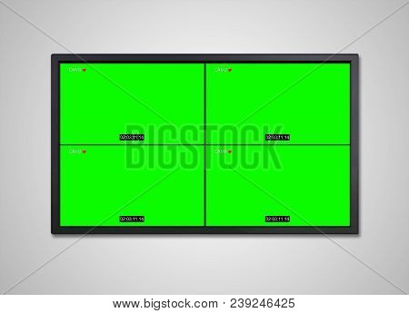 Tv With 4 Display Cctv Screen On Wall