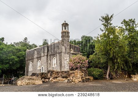 View From Sea Of Galilea To The Church Of The Primacy Of St. Peter, Tabgha, Israel