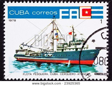 Annullato Cuban Postage Stamp oceano tonno barca dalla flotta da pesca