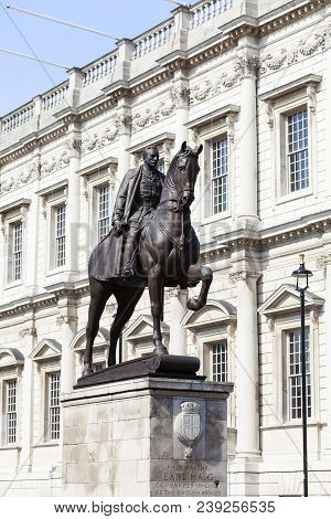 London, United Kingdom - June 21, 2017:  Earl Haig Memorial, Bronze Equestrian Statue, Westminster