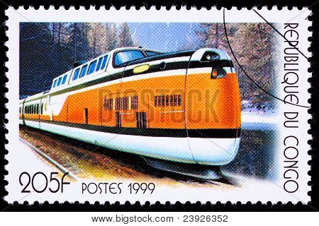ยกเลิกแสตมป์คองโกรถไฟโดยสารทันสมัยแคนาดา Turbotrain รถจักร