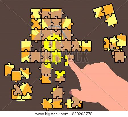 Businessman Collects A Puzzle Bag With Money.