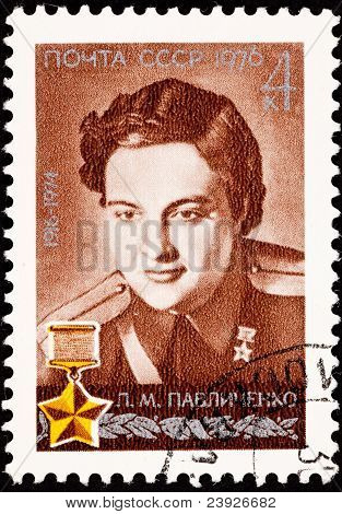 Sovjetiska Ryssland stämpel Lyudmila Pavlichenko Female Sniper soldat