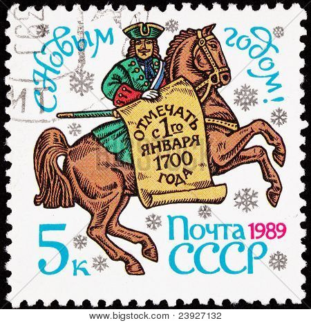 Russia francobollo uomo cavallo anno nuovo Banner