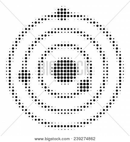 Pixel Black Solar System Icon. Vector Halftone Pattern Of Solar System Icon Constructed With Circle 