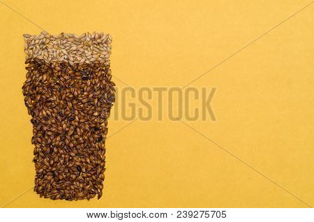 Creative Drawing Made With Barley Malt, Filling Faucet Made Up Of Beer.