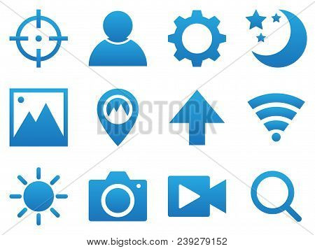Camera   Icon Set Blue Gradient Style Vector
