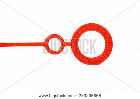 Blue Soap Bubble Wand Isolated On White Background.