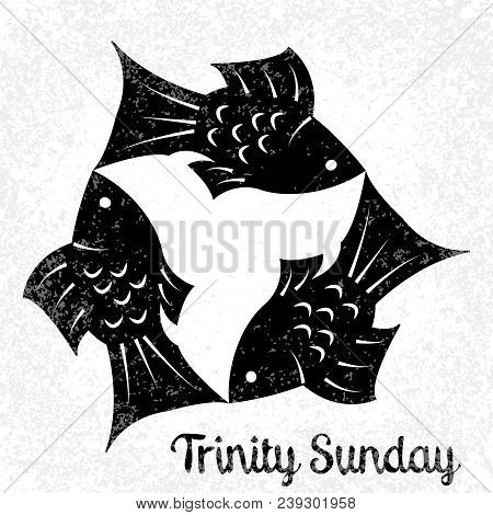 Trinity Sunday. The Concept Of A Religious Christian Holiday. Three Fish, Located Symmetrically. Bla