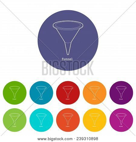 Funnel Icon In Outline Style Isolated On White Background Vector Illustration