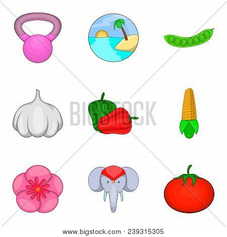 Food For Yoga Icons Set. Cartoon Set Of 9 Food For Yoga Vector Icons For Web Isolated On White Backg
