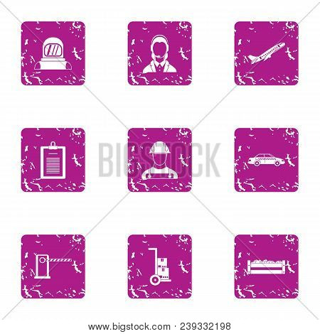 Working Masses Icons Set. Grunge Set Of 9 Working Masses Vector Icons For Web Isolated On White Back