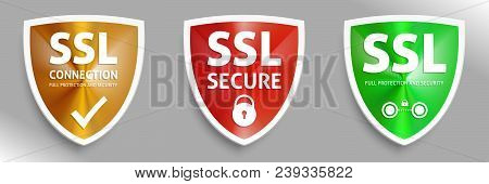 Ssl Secure Connection Color Banners. Vector Illustration.