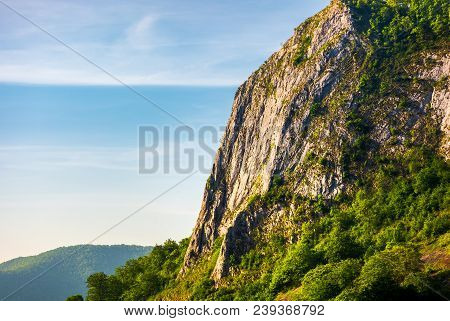 Cliffs Of Trascau Mountains Canyon. Lovely Scenery Of Carpathian Landscape In Springtime. Beautiful 
