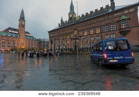 COPENHAGEN, DENMARK - NOVEMBER 5, 2016: Meeting at the City Hall of Copenhagen. The building was erected in 1905 by design of the architect Martin Nyrop