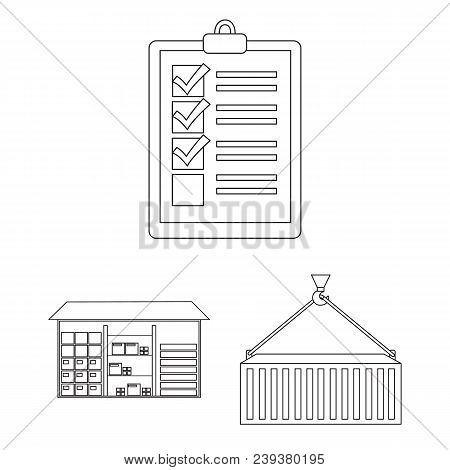Logistics Service Outline Icons In Set Collection For Design. Logistics And Equipment Vector Symbol 