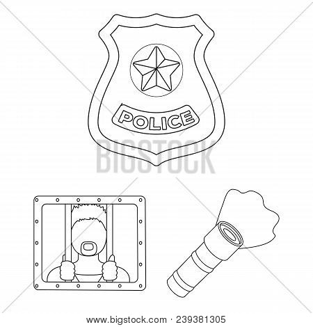 Police, Department Outline Icons In Set Collection For Design.detective And Accessories Vector Symbo