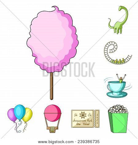Amusement Park Cartoon Icons In Set Collection For Design. Equipment And Attractions Vector Symbol S