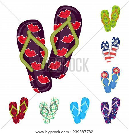 Flip-flops Cartoon Icons In Set Collection For Design. Beach Shoes Vector Symbol Stock  Illustration