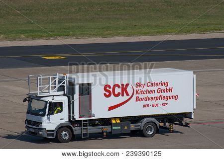 Berlin Germany - April 21. 2018: Catering Truck At Berlin Tegel Airport