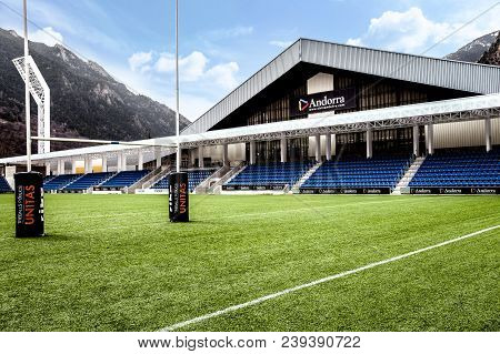Andorra La Vella, Andorra. March 18, 2015: Poliesportiu D Andorra, Also Known As Poliesportiu De Gov