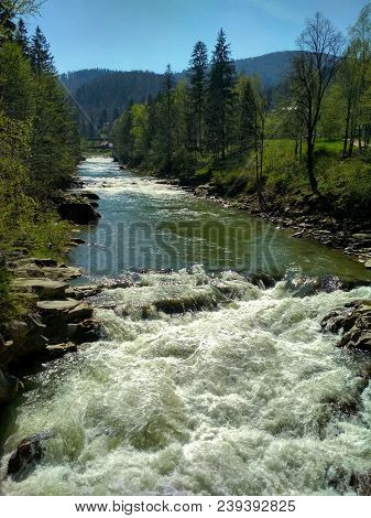 Waterfall And  Rapids Of River Prut In Yaremche