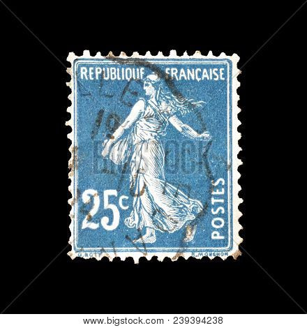 France - Circa 1907 : Cancelled Postage Stamp Printed By France, That Shows Sower.