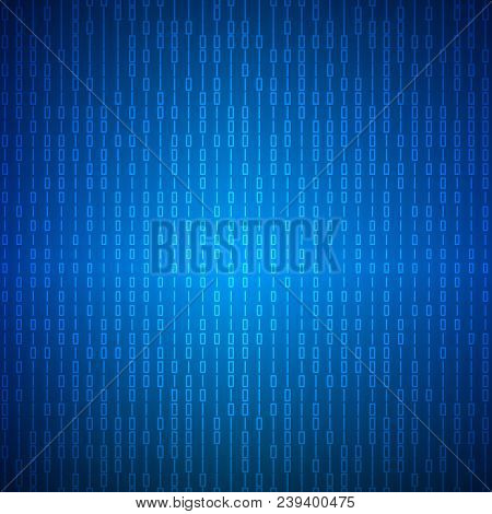 Abstract Stream Of Binary Matrix Code On Blue Screen.  Binary Computer Code. Programming  Coding  Co