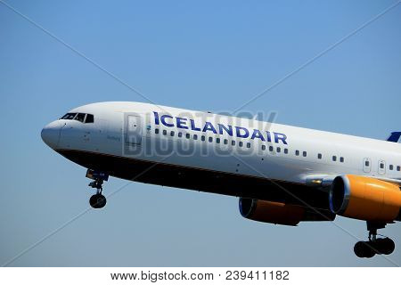 Amsterdam The Netherlands - May 4th 2018: Tf-isw Icelandair Boeing 767-300 Takeoff From Polderbaan R