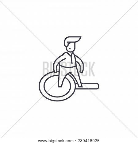 Marketing Reasercher Vector Line Icon, Sign, Illustration On White Background, Editable Strokes