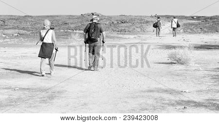 Africa The  Old Backpacker People Walking  In The Land