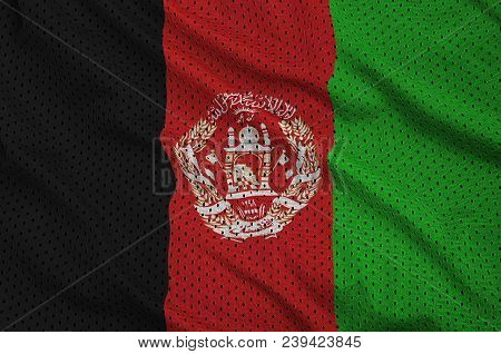 Afghanistan Flag Printed On A Polyester Nylon Sportswear Mesh Fabric With Some Folds