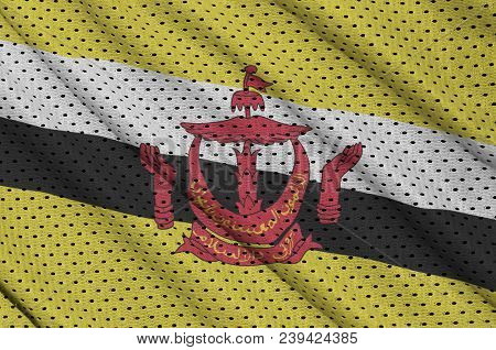 Brunei Darussalam Flag Printed On A Polyester Nylon Sportswear Mesh Fabric With Some Folds