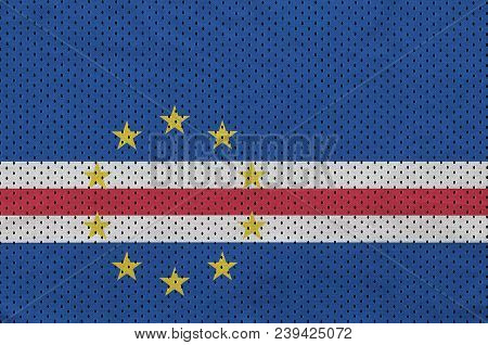 Cabo Verde Flag Printed On A Polyester Nylon Sportswear Mesh Fabric With Some Folds