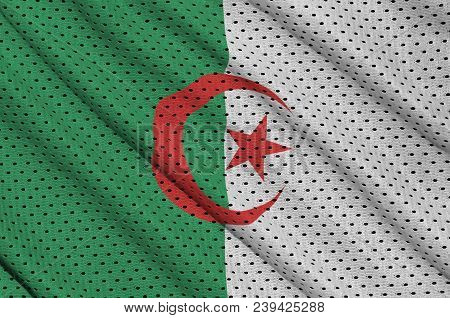 Algeria Flag Printed On A Polyester Nylon Sportswear Mesh Fabric With Some Folds
